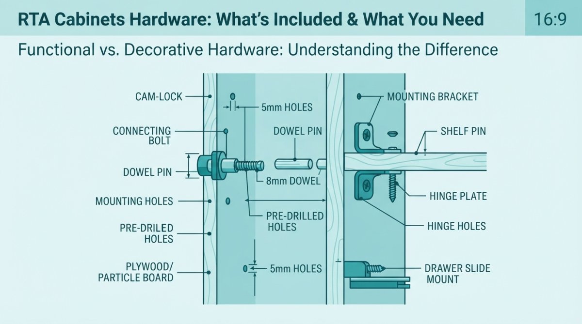 Side-by-side comparison of rta cabinets hardware