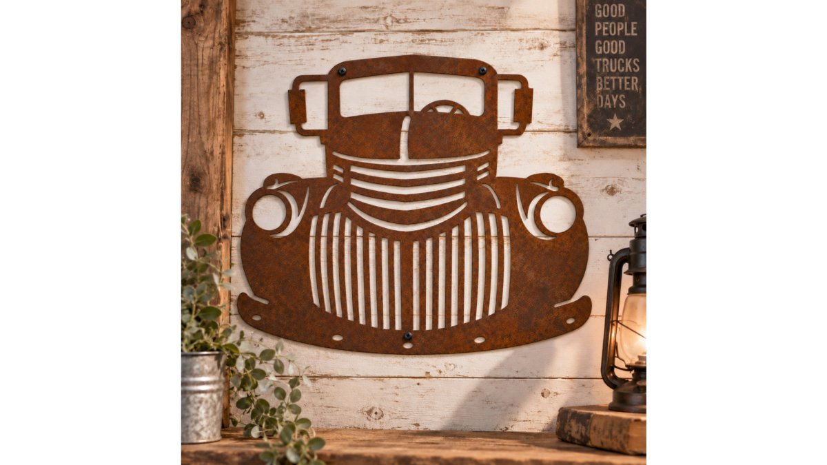 Rustic Metal Old Truck Sign
