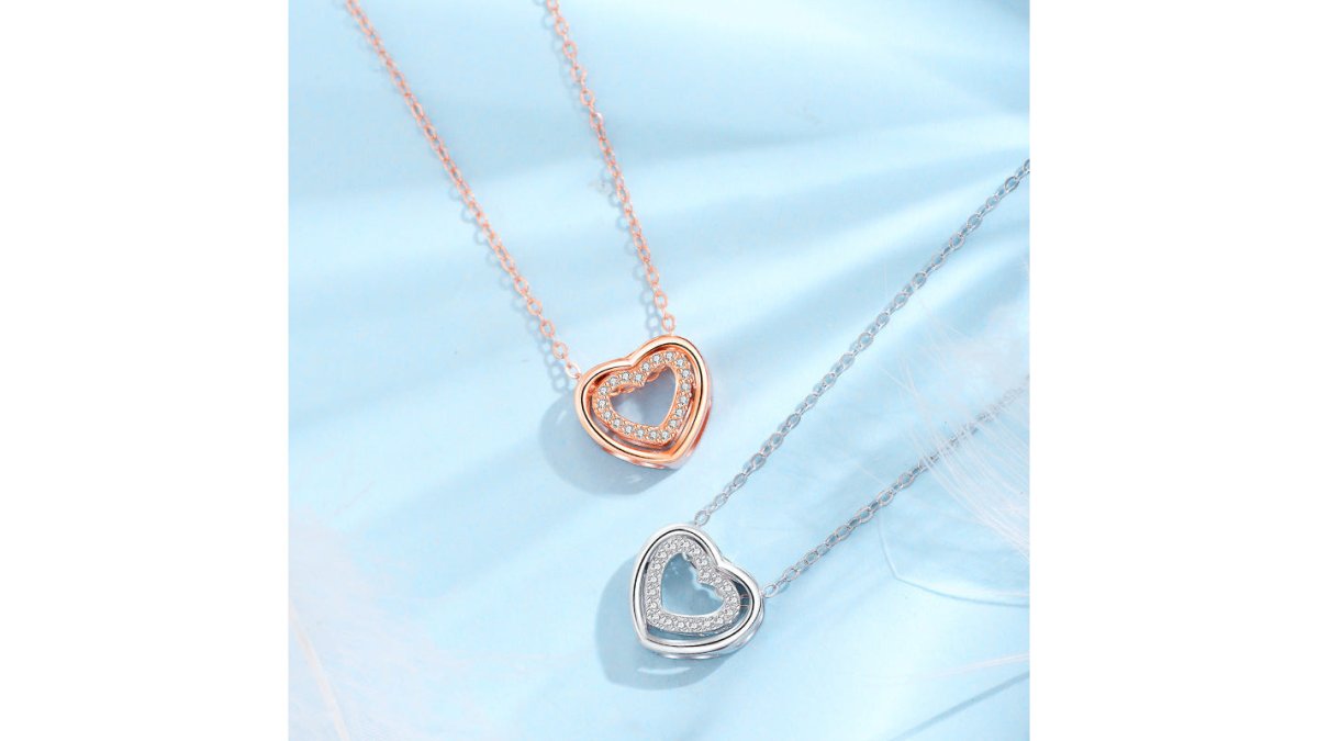 S925 Sterling Silver Heart To Heart Pendant Necklace