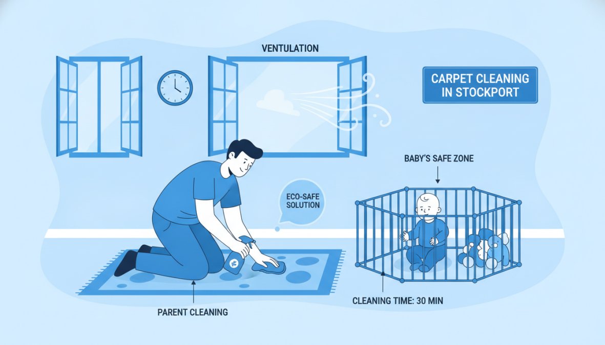 Step-by-step visual guide for safe carpet cleaning for newborn babies