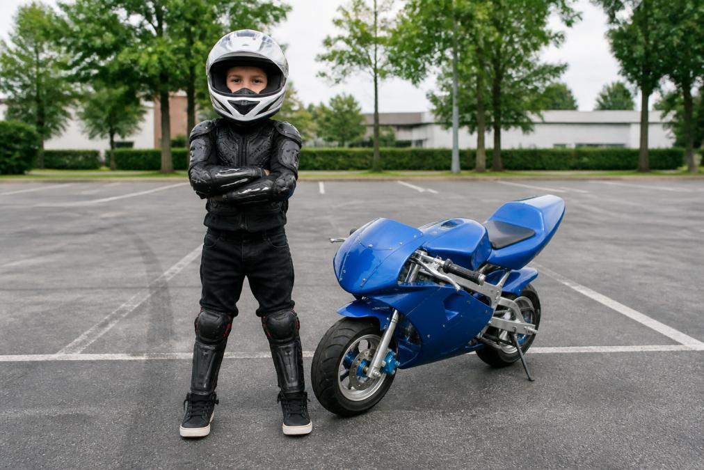 Youth rider safely equipped