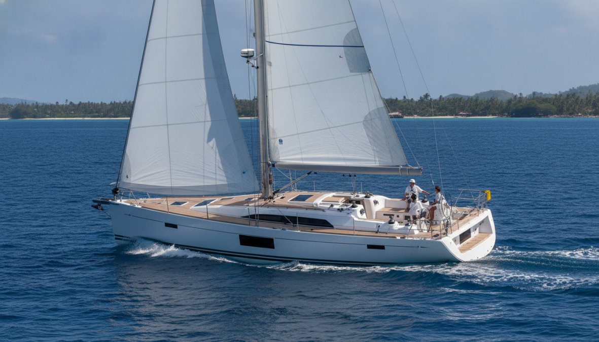 Professional illustration showing sailing yachts for sale
