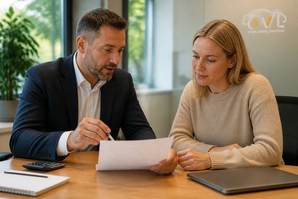 Financial advisor reviewing salary sacrifice universal credit documents with a client in an office
