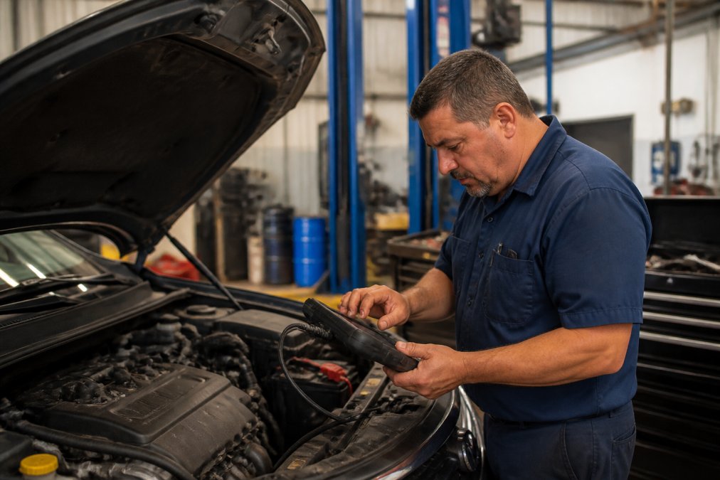 Professional illustration showing ASE for same day car repair