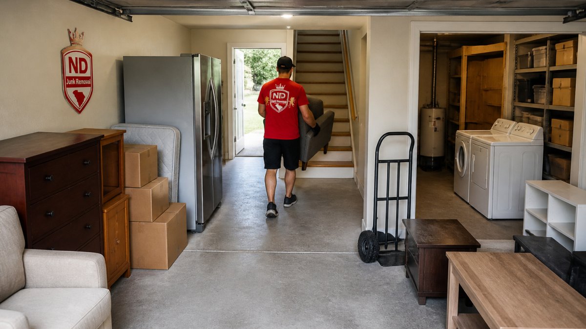 Infographic illustrating accessible garage pathways for efficient same-day junk removal processes.