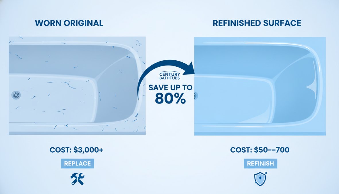 Side-by-side comparison of save money bathroom renovation