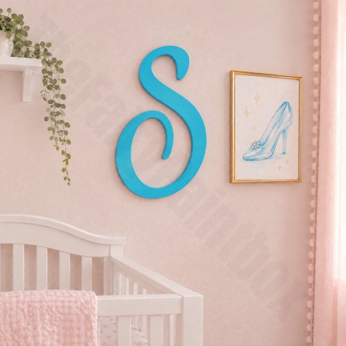 Painted aqua wall letters