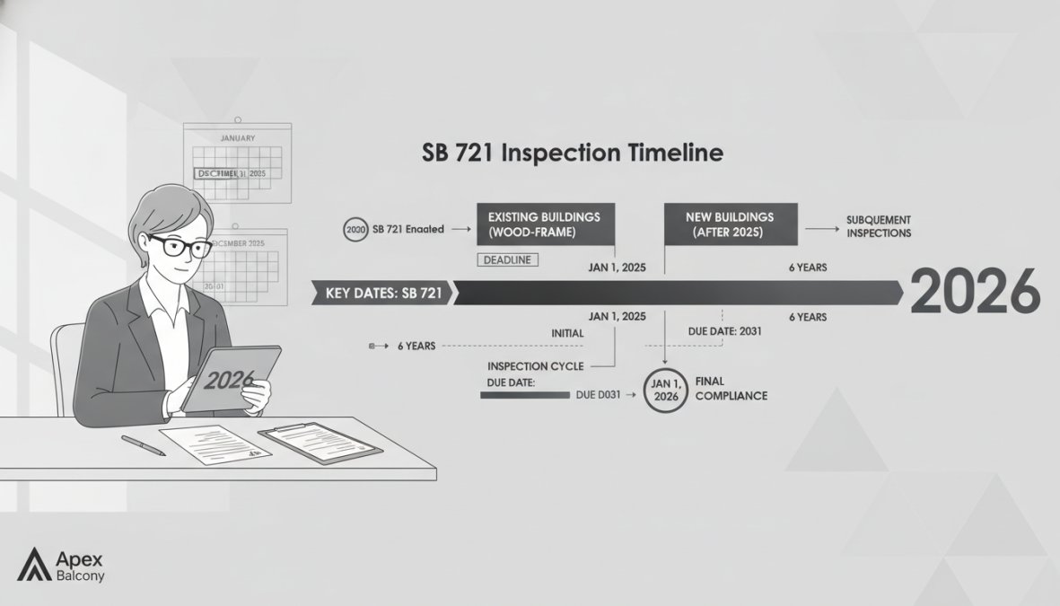 Property manager reviewing inspection timeline and compliance documents on a desk with calendar, clipboard, and pen in modern office setting with natural light