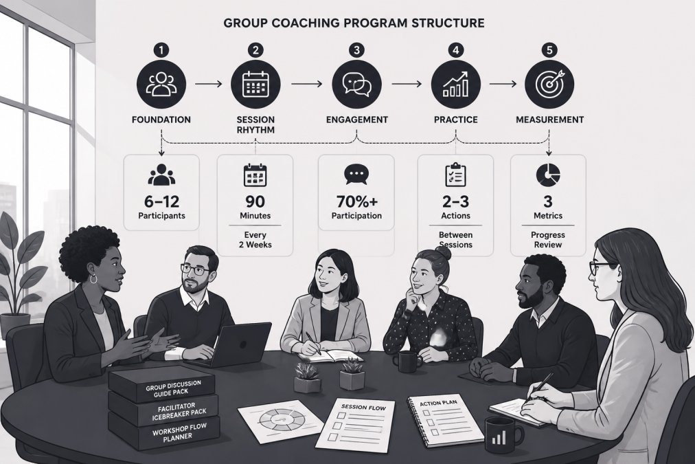 Professional illustration showing scaling coaching programs