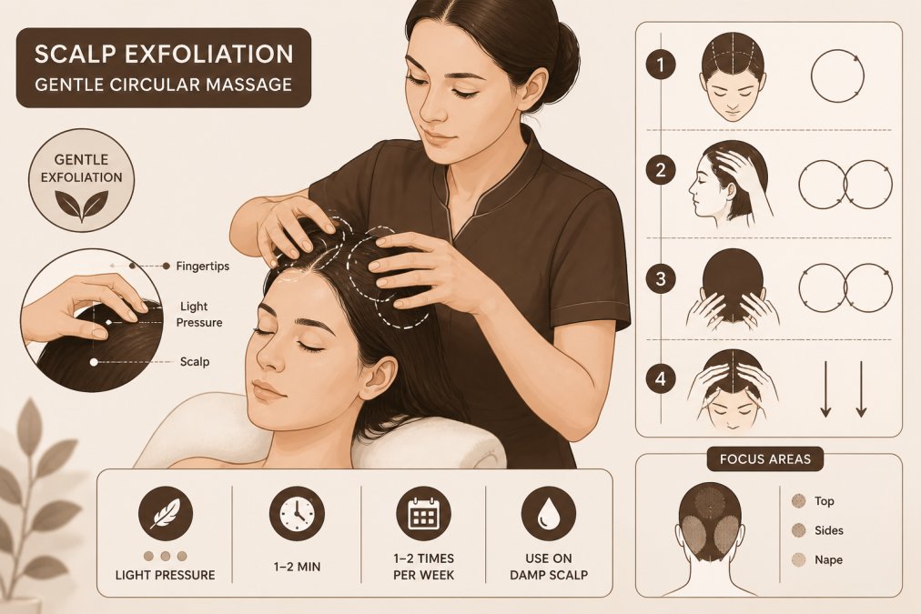 Step-by-step visual guide for scalp cleansing treatment
