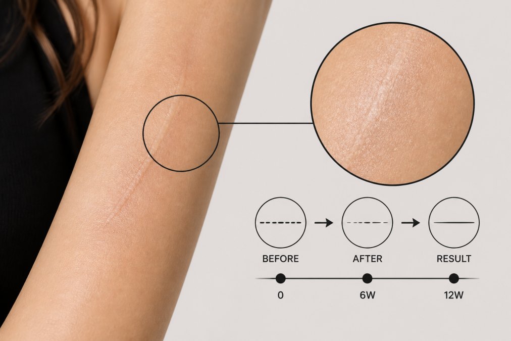 Side-by-side comparison of scar revision