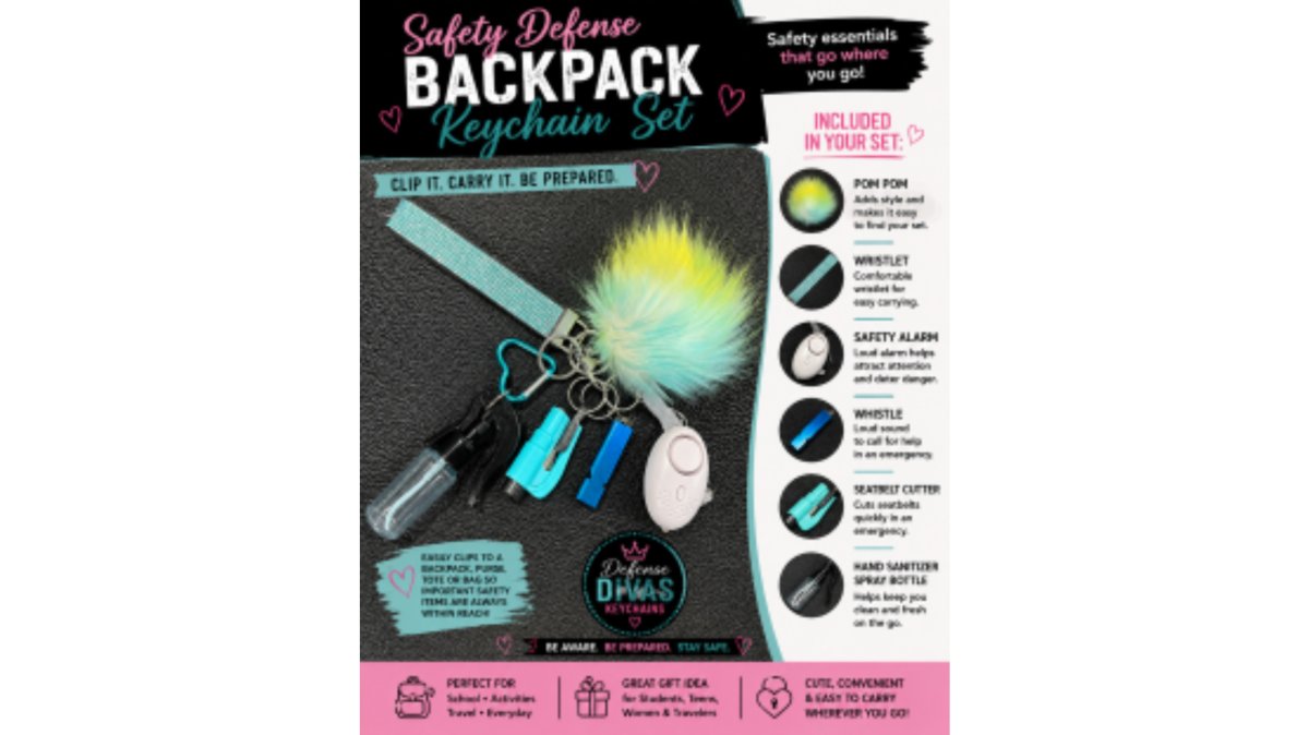 🛡️ School Safety Keychain Set for Students – Personal Safety Alarm, Whistle & Emergency Seatbelt Cutter