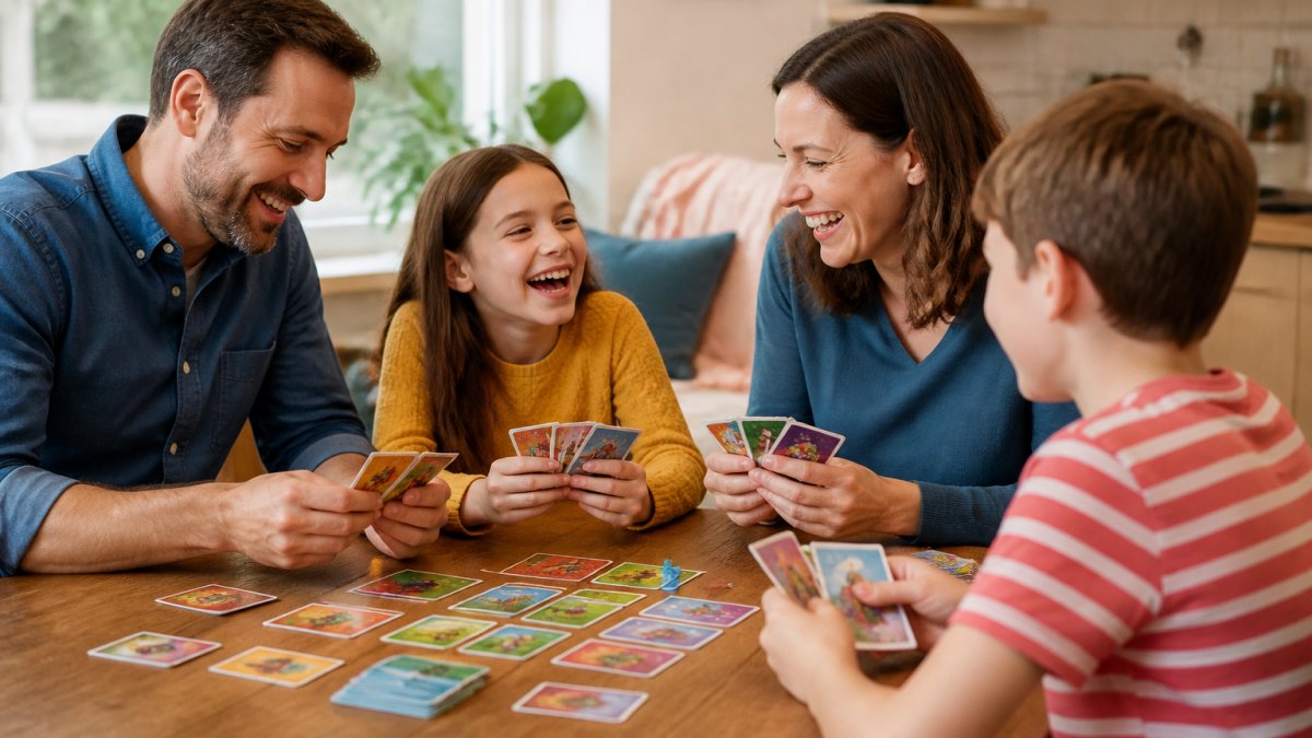 Infographic illustrating a step-by-step guide to hosting engaging family card games at home.