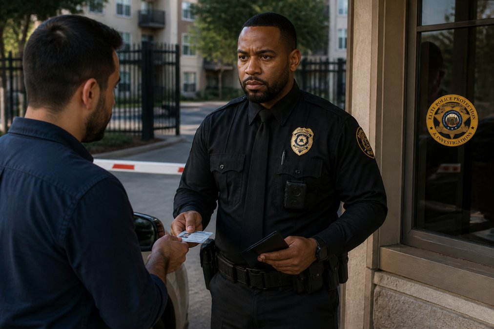 Security features diagram for Uniformed for security guards for apartment communities