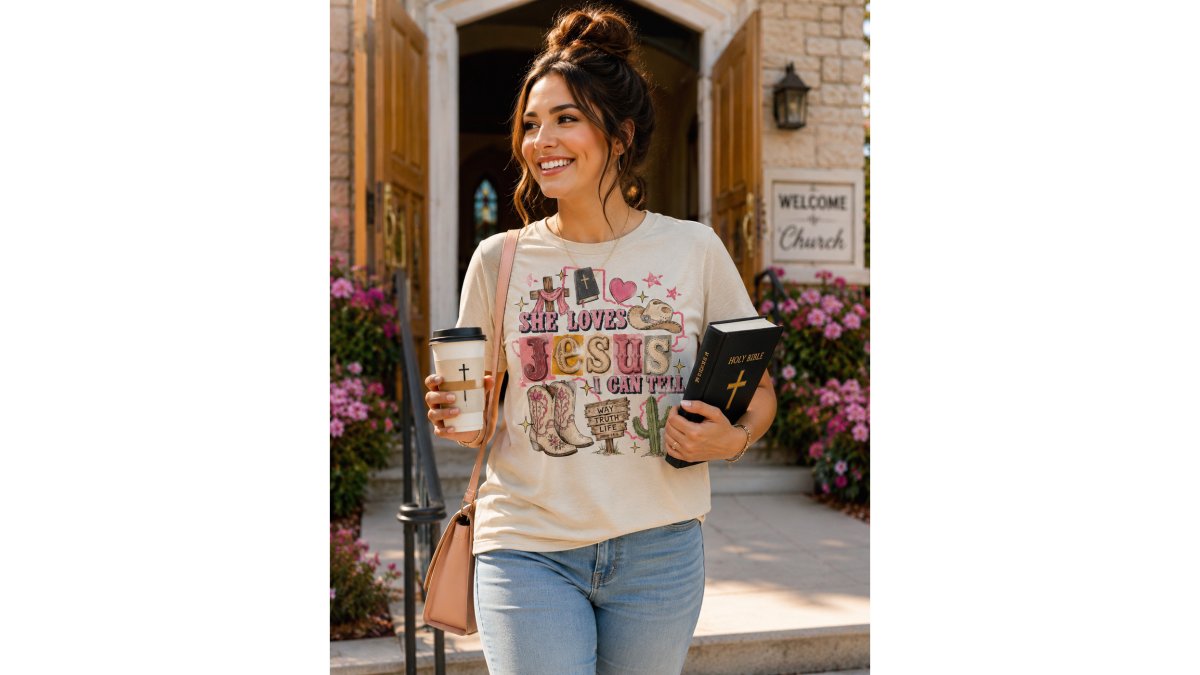 She Loves Jesus Western Graphic T-Shirt