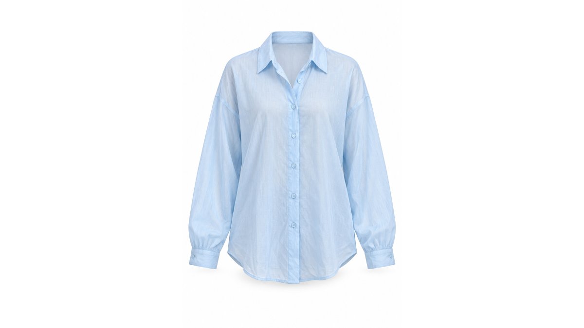 Sheer Sky Blue Relaxed Button-Down