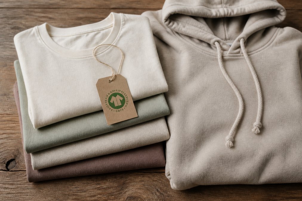 Infographic showing steps to shop sustainable and affordable apparel with GOTS certified cotton items