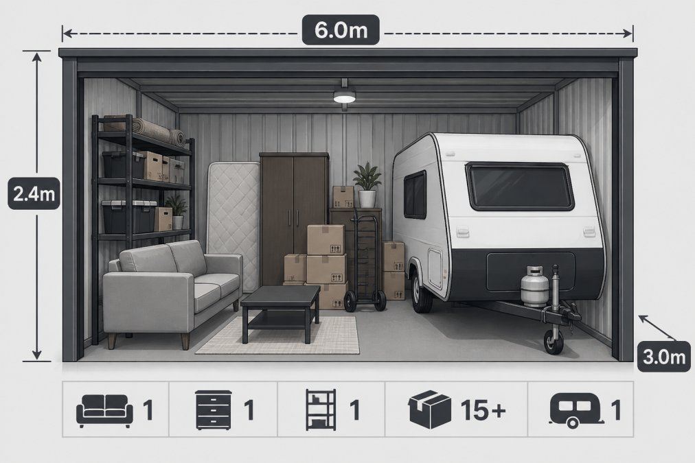 Professional illustration showing short-term storage rental