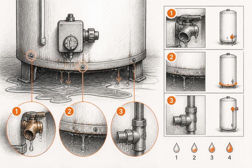 Signs of Water Heater Leaking From Bottom to Check