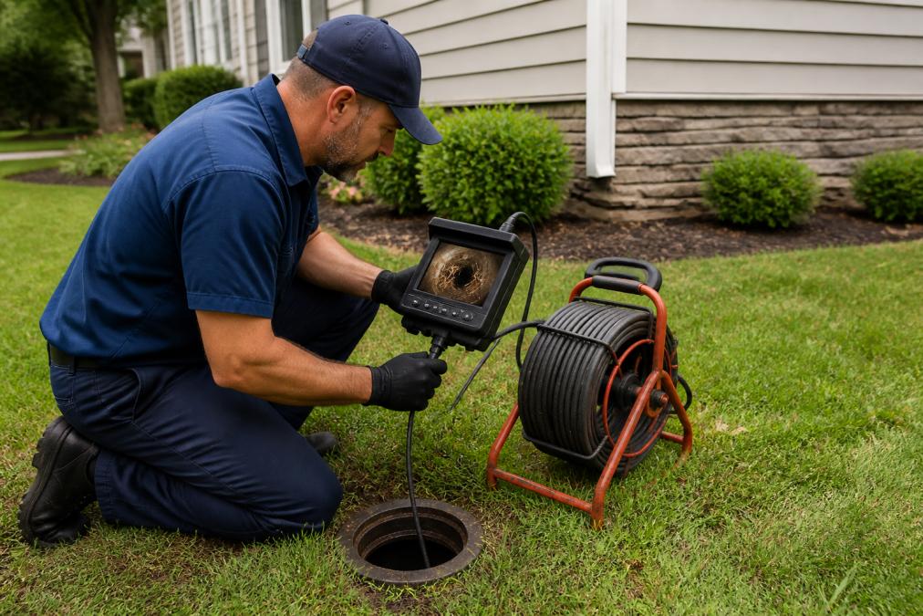 Professional illustration showing sewer repair