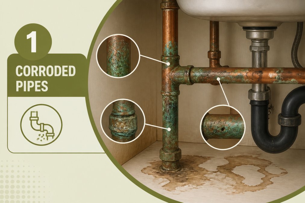 Professional illustration showing signs you need whole house repiping