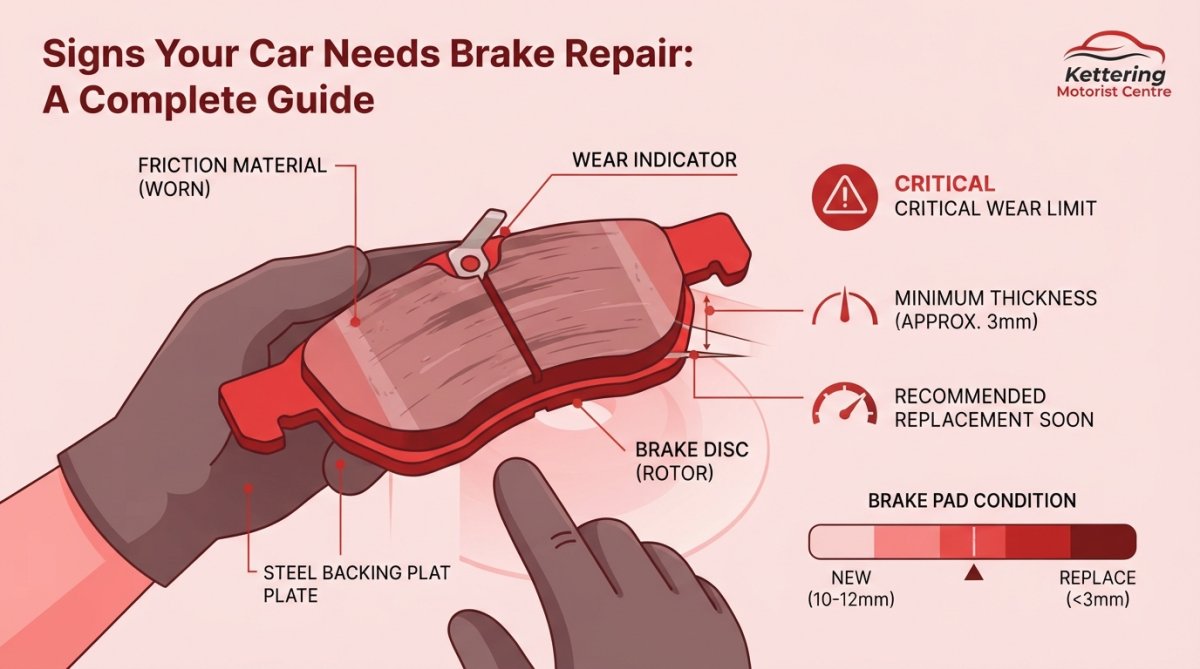 Professional illustration showing signs your car needs brake repair