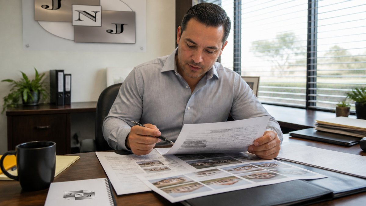 Property manager reviewing market data to see if a rental is overpriced on a computer screen in an office