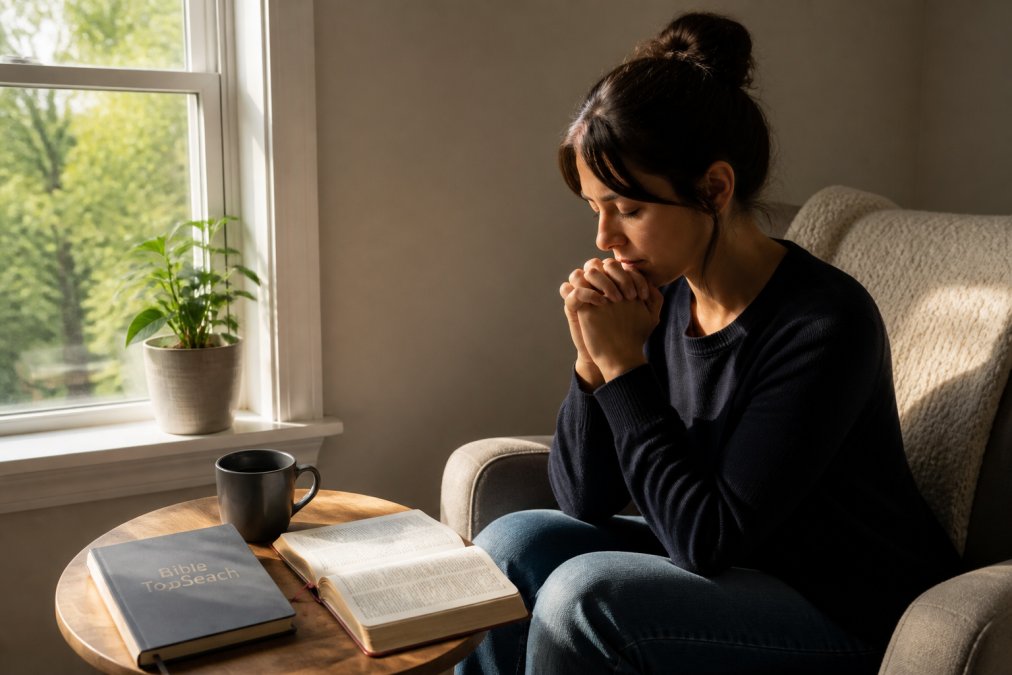 Professional illustration showing Bible for prayer basics