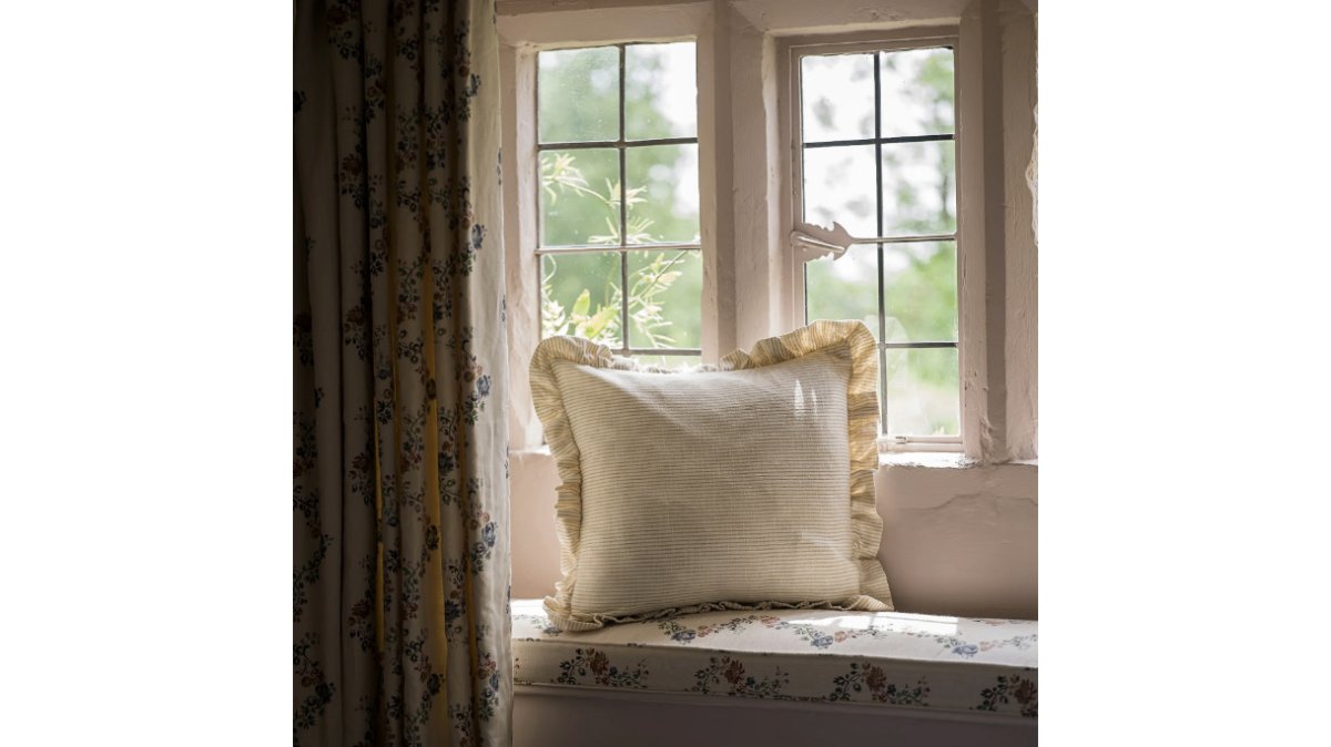 Simple Stripe Block Printed Cushion - Taupe