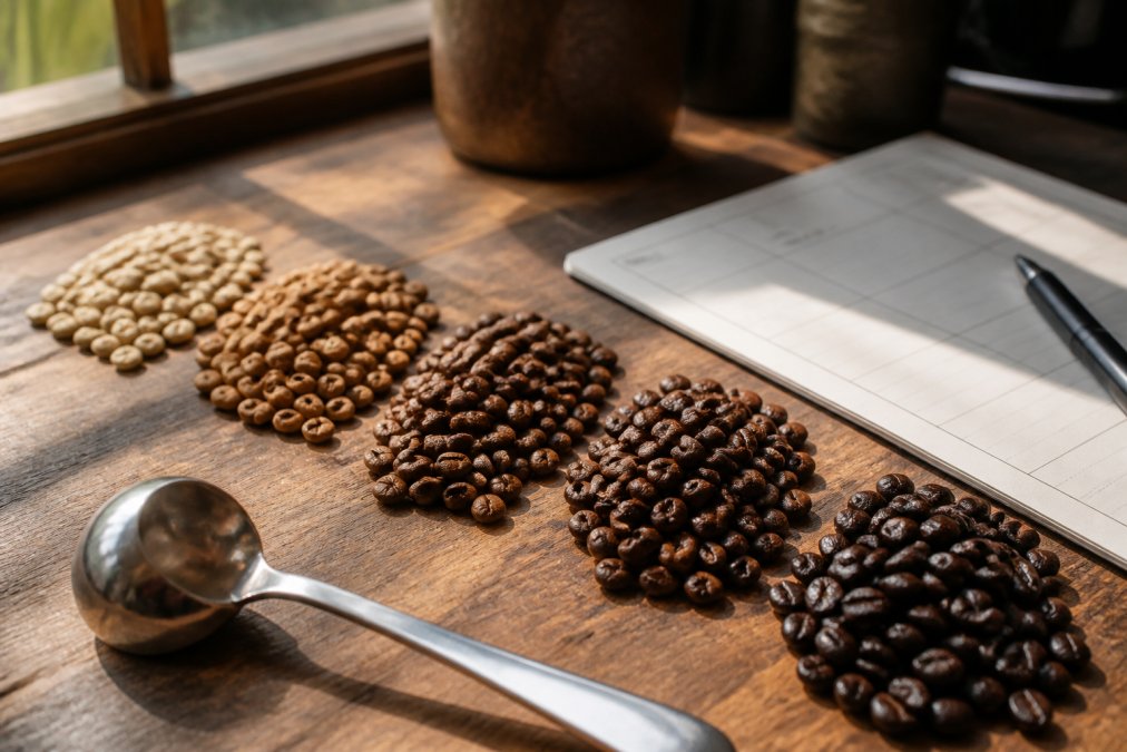 Professional illustration showing single origin vs blends
