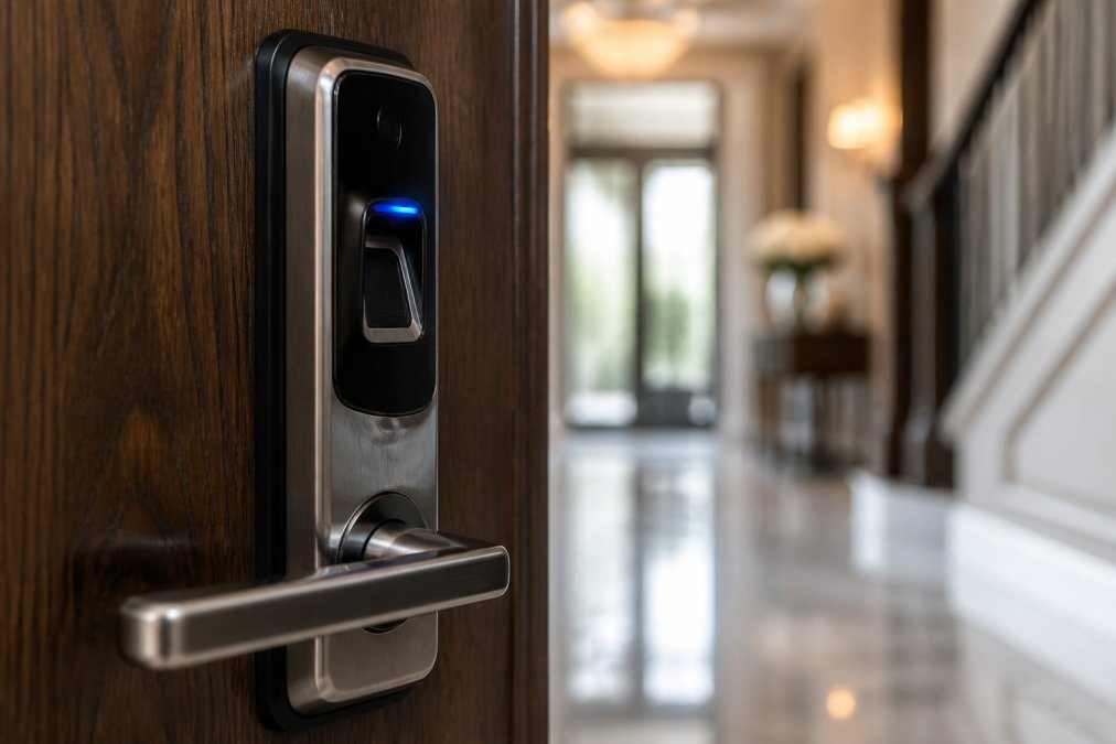 Diagram illustrating the essential biometric components of a smart home security system door lock