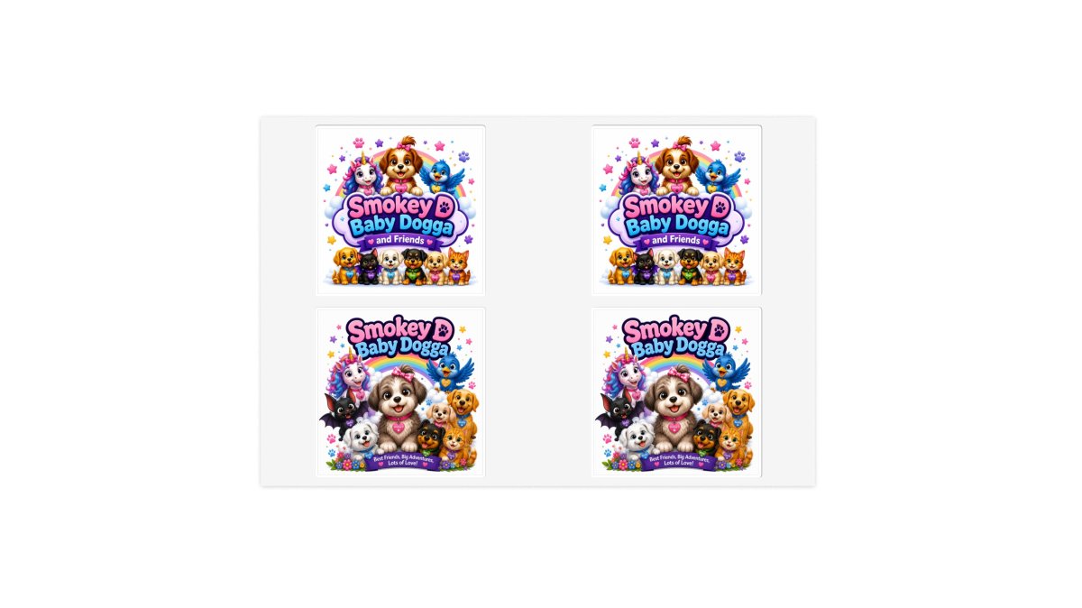 Smokey D Baby Dogga Sticker Sheet — Cute Puppy Characters Sticker Set