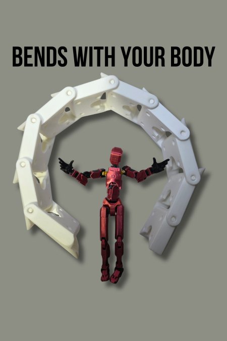 image of snap together 3d printed dragon spine in a flexed position to show movement