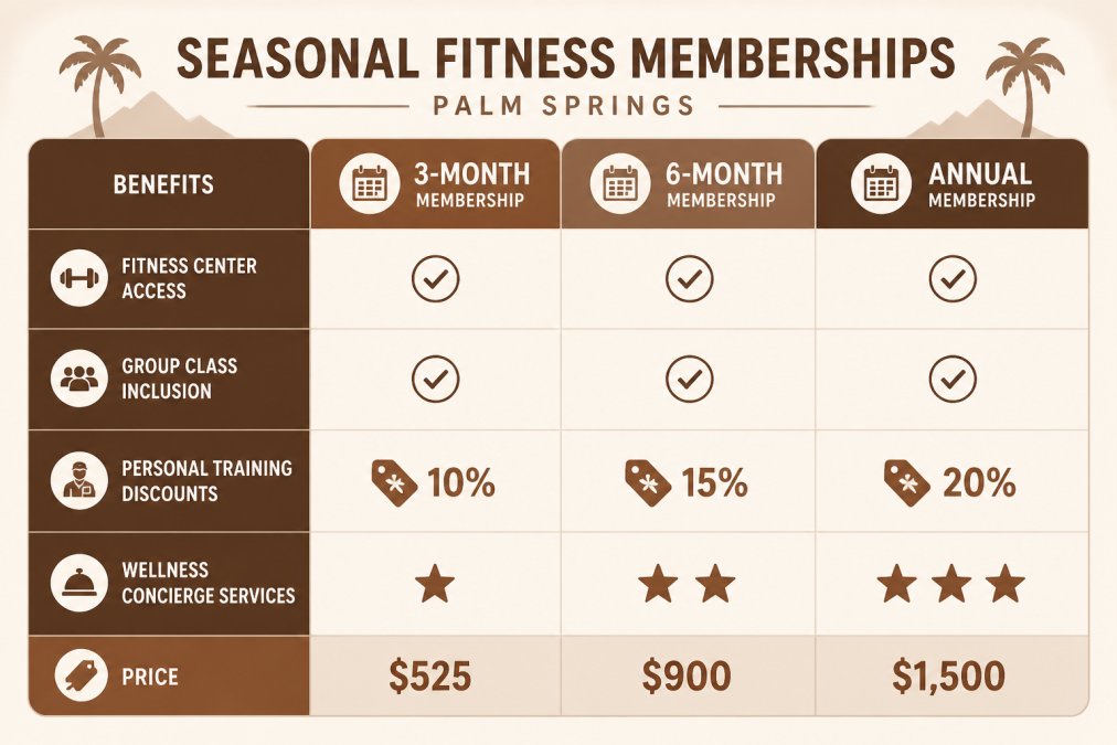 Visual comparison chart showing snowbird guide to palm springs fitness