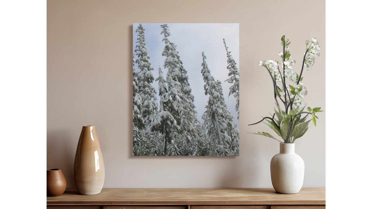Snowy Forest Canvas Art Snow Covered Trees Scenic Winter Wall Decor MT Hood Oregon Nature Print Rustic Cabin Decor Gift