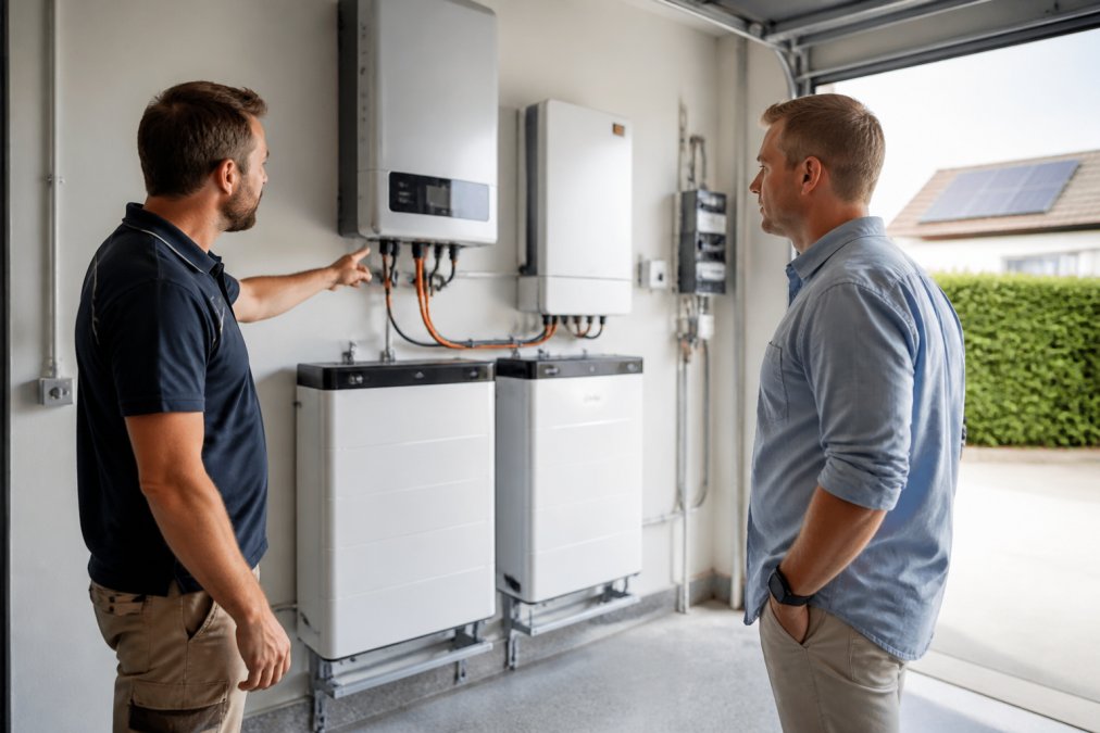 Professional illustration showing Homeowner for solar battery storage cost