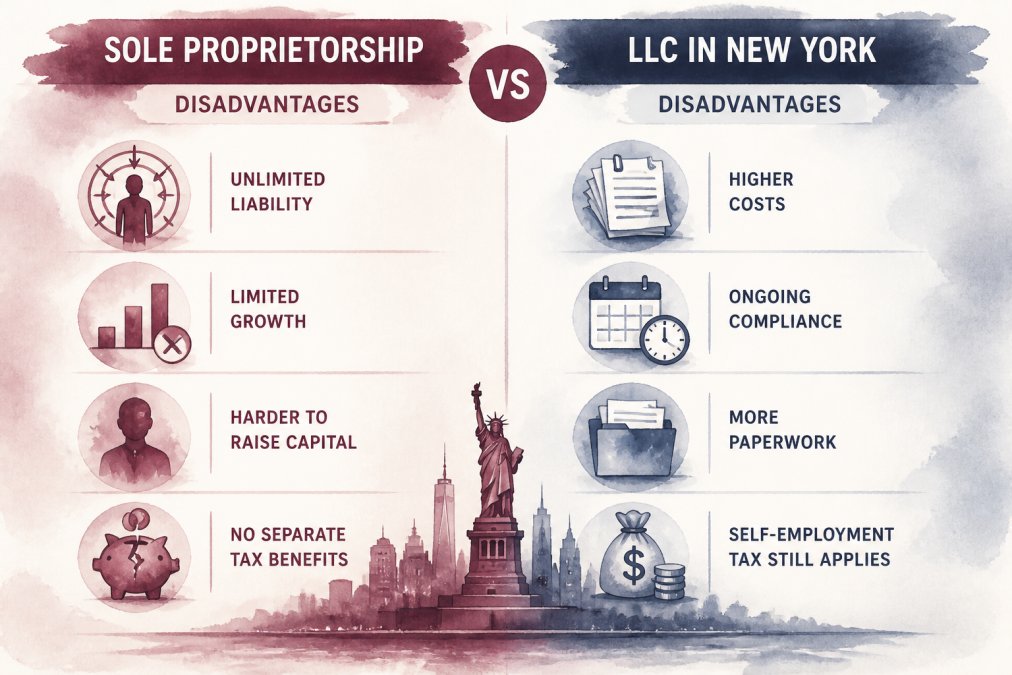 Sole Proprietorship vs LLC in New York: Key Disadvantages