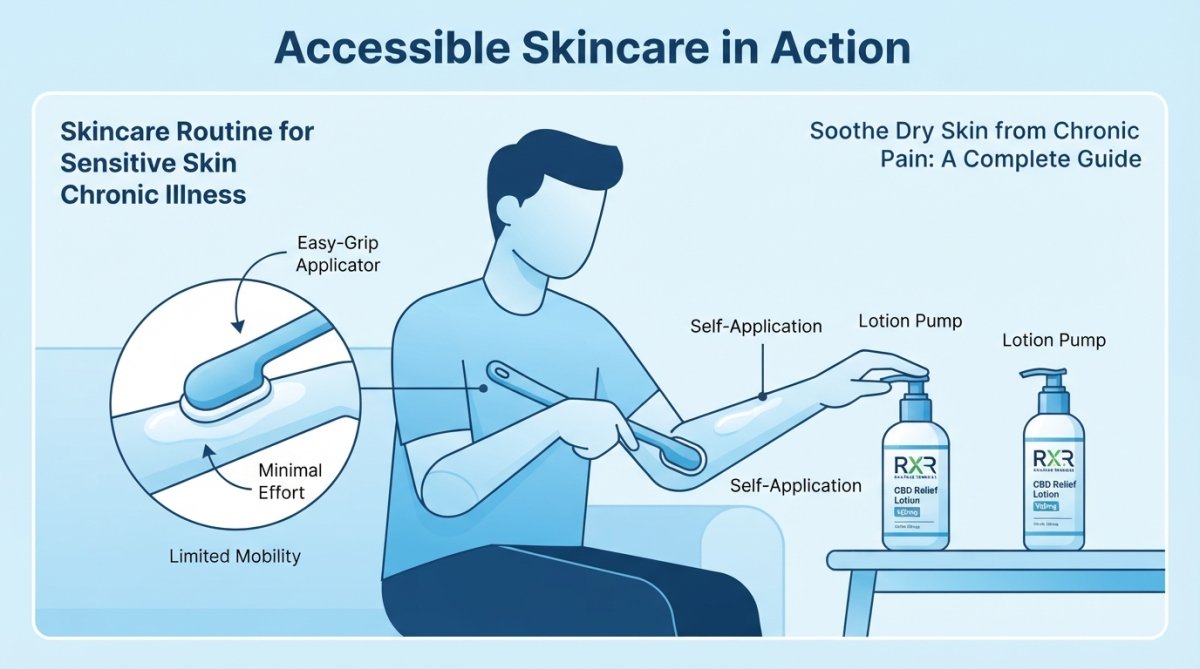 Professional illustration showing soothe dry skin from chronic pain
