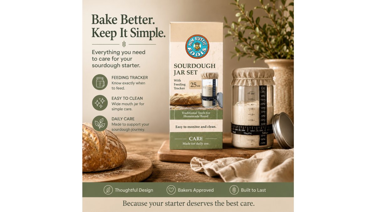 Sourdough Starter Jar Kit – 34 oz with free bag of starter included