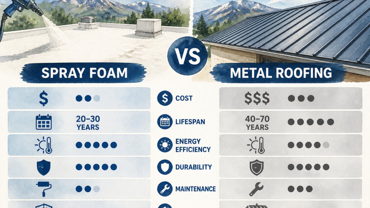 Spray Foam vs Metal Roofing: Cost, Lifespan & Performance