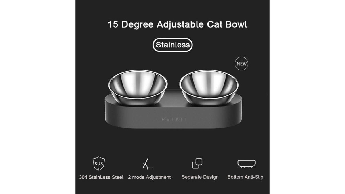Stainless Steel Pet Adjustable Feed Bowl Double Feeder