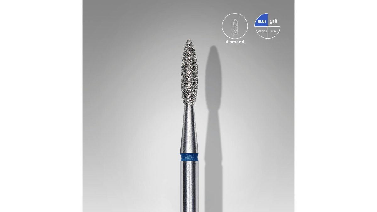 Staleks Nail Drill Bit - EXPERT Diamond Flame Medium Grit (2.1mm/8mm) 3/32"