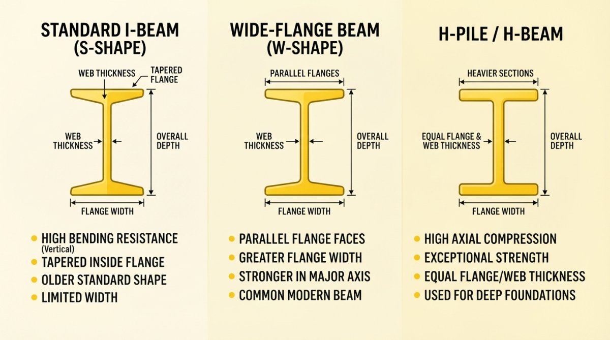 Professional illustration showing steel beam vs pipe