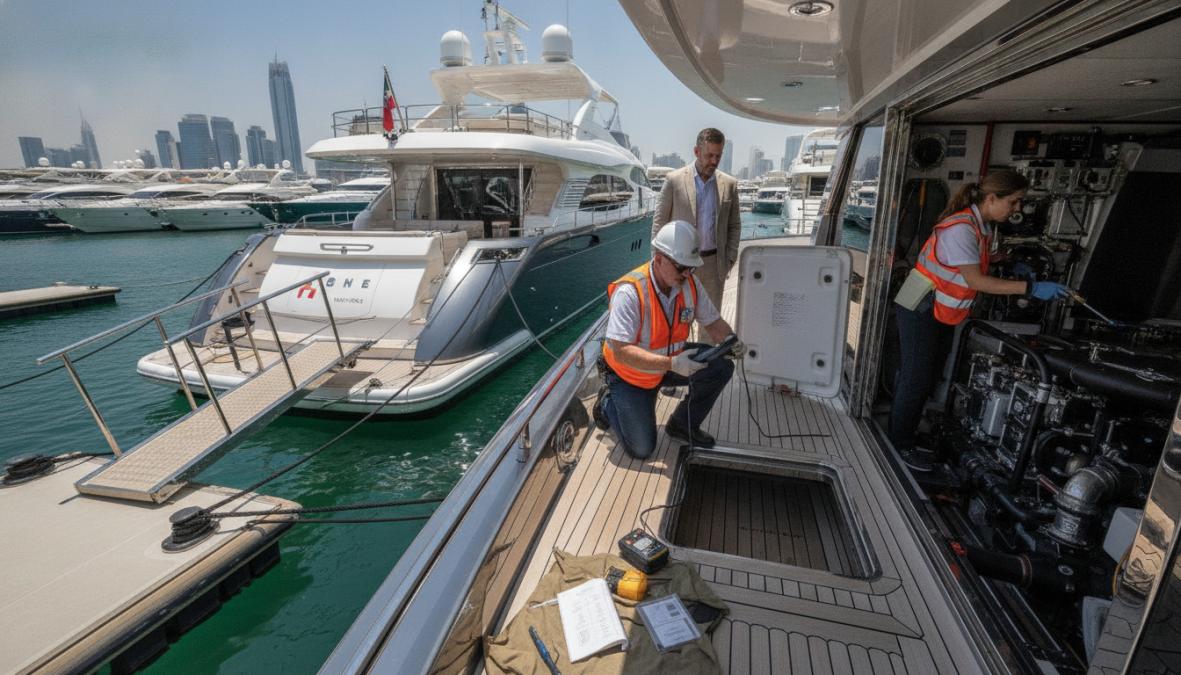 Professional illustration showing Professional for buying a luxury yacht