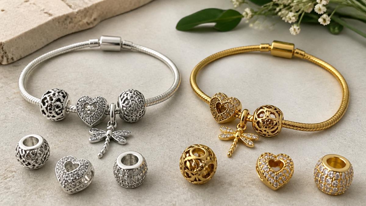 Sterling Silver vs Gold Plated Charm Bracelets