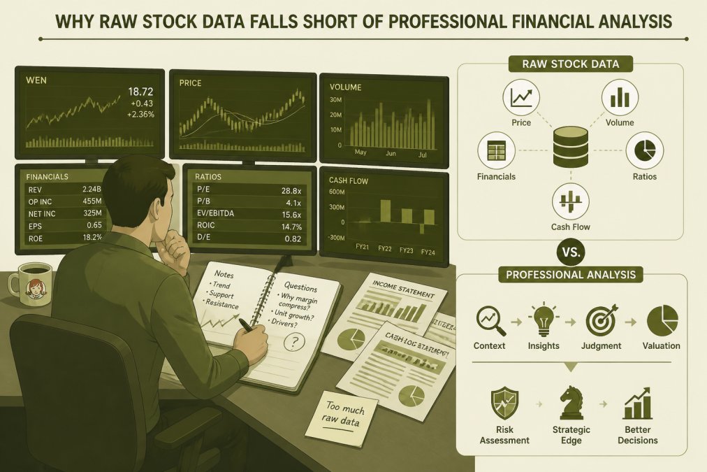 Retail investor at desk surrounded by multiple computer monitors displaying stock charts and financial data, with notebook showing handwritten analysis notes and financial documents scattered across workspace