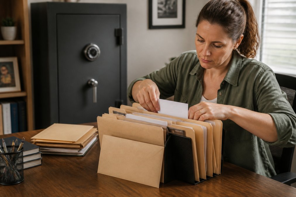 Professional illustration showing Home for store important documents