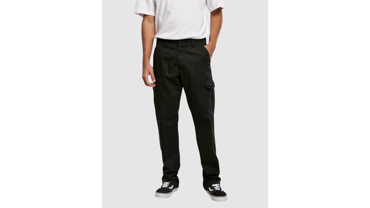 Straight Leg Cargo Pants - Black