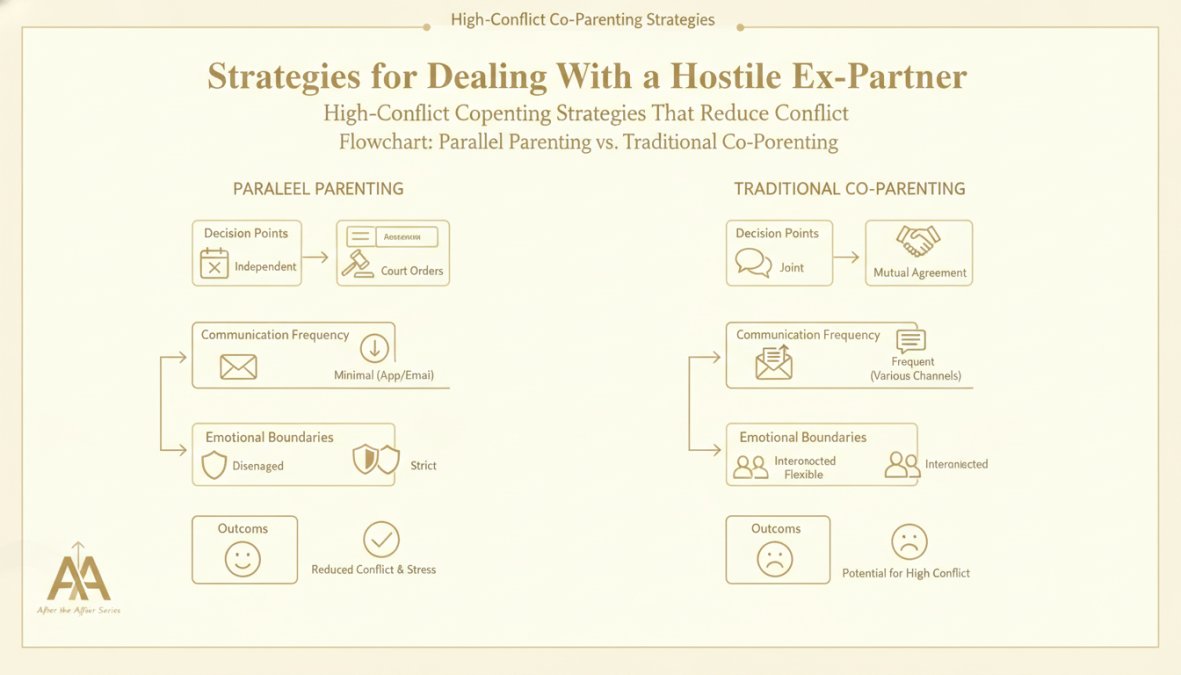 Side-by-side comparison of dealing with hostile ex