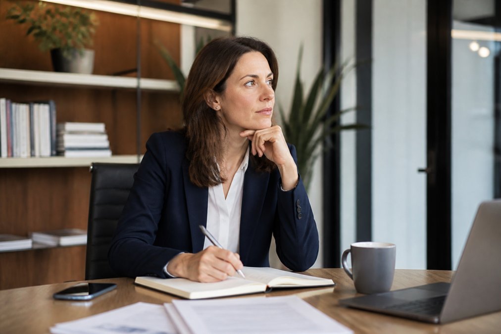 Responsable RH consultant un tableau de bord d'apprentissage sur écran, affichant des graphiques de progression et des indicateurs de performance en temps réel dans un bureau moderne
